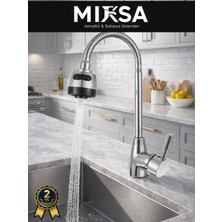 Mixsa Krom Kubar Oynar Borulu Fonksiyonlu Mutfak Eviye Bataryası, Musluğu, Çeşmesi Çift Su Girişli