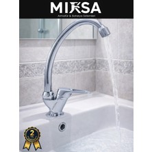 Mixsa Krom Mermerden Tek Su Çıkışlı Lavabo-Eviye Musluk Bataryası