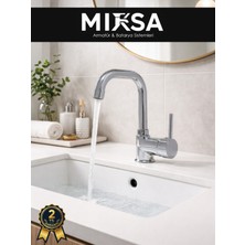 Mixsa Armut Köşe Borulu Banyo Lavabo Bataryası Çeşmesi Musluğu Çift Su Girişli