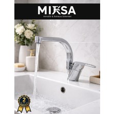 Mixsa Balıksırtı Borulu Banyo Lavabo Bataryası, Musluğu, Çeşmesi Çift Su Girişli