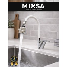 Mixsa Beyaz Kubar Oynar Borulu Fonksiyonlu Mutfak Eviye Bataryası, Musluğu, Çeşmesi Çift Su Girişli