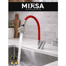 Mixsa Kırmızı Kubar Oynar Borulu Fonksiyonlu Mutfak Eviye Bataryası, Musluğu, Çeşmesi Çift Su Girişli