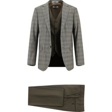 Kiğılı 6 Drop Regular Fit Standart Kesim Kombinli Yelekli Ekose Takım Elbise