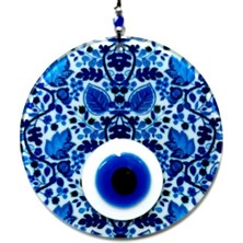 Ieg™ Yaprak Desenli El Yapımı Cam Nazar Boncuğu Yaprak Desenli Cam Duvar Süsü