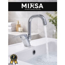 Mixsa Köşe Borulu Banyo Lavabo Bataryası, Musluğu, Çeşmesi Çift Su Girişli