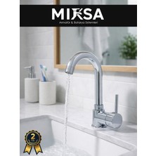 Mixsa Armut Baston Borulu Banyo Lavabo Bataryası Çeşmesi Musluğu Çift Su Girişli