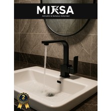 Mixsa Lüx Siyah Kare Lavabo Bataryası, Musluğu, Ağır Gövde Kaliteli