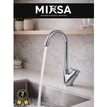 Mixsa Baston Borulu Mutfak Eviye Bataryası, Musluğu, Çeşmesi Çift Su Girişli