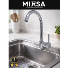 Mixsa Armut Baston Borulu Mutfak Eviye Bataryası Çeşmesi Musluğu Çift Su Girişli