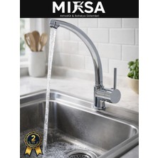 Mixsa Armut Kuğu Borulu Mutfak Eviye Bataryası Çeşmesi Musluğu Çift Su Girişli
