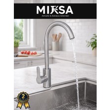 Mixsa Inox Delta Gri Mat Mutfak Eviye Musluğu Bataryası