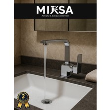 Mixsa Lüx Krom Kare Lavabo Bataryası, Musluğu, Ağır Gövde Kaliteli