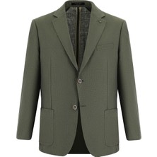 Abdullah Kiğılı 4 Drop Relaxed Fit Rahat Kesim Desenli Keten Ceket