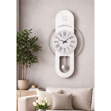 Racart Hareketli Sarkaç, Cam Yüzeyli, Metal Halkalı, Dekoratif Duvar Saati Roma 70CM
