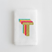 Ge Living T Harfi Nakışlı El Havlusu 30X50 cm | Kişiye Özel Renkli Misafir Havlusu