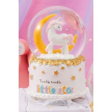 Munico Otomatik Işıklı Light Işıklı Kristal Unicorn Şık Lamba Kar Küresi