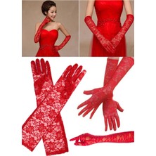 Munico 40 cm Gelinlik Kadın Düğün Tam Parmak Eldiven Parti Dantel Eldiven Gelin Eldivenleri Parti Eldiven