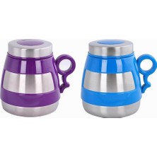 Delixa AND431 Içi Dışı Çelik Plastik Desenli Kupa Mug, Mavi/mor