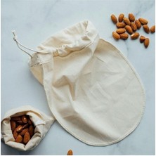 Delixa Turkuazshop Bitkisel Süt Torbası Organik Yoğurt Süzme Kesesi Yıkanabilir Keten Kese Natural Tekstil