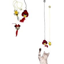 Hepta Collection Aee 2 Adet Elastik Vantuzlu Kedi Oyuncağı Tüylü Zilli Kedi Oltası