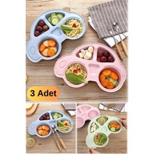 Munico 3 Adet Zor Yemek Yiyen Bebekler Için Eğlenceli Mama Tabağı Araba Tasarımlı Kase Gözlü Tabak Yemek