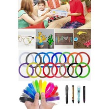 Munico Üç Boyutlu Yazıcı Kalemlere ve 3D Yazıcılara Uyumlu Kaliteli Filamet Rengarenk 20 Adet x 5 Metre