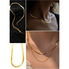 Munico Yüksek Kaliteli Klavikula Bıçak Bildirimi Kadın Altın Renk Paslanmaz Çelik Yılan Choker Kolye Zincir