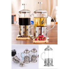 Munico 2 Adet Paslanmaz Çelik French Press Pistonlu Kahve Değirmeni Demlik Cafe Restoran Ev Isıya Dayanıklı