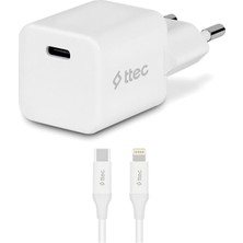 Delixa Smartcharger 20W Pd Seyahat Hızlı Şarj Aleti + Usb-C - Lightning 150CM Kablo Beyaz 2SCP01L