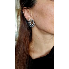 Initium Vıp Seri Paslanmaz Çelik Taşlı Oval Tasarım Z*ra Model Küpe