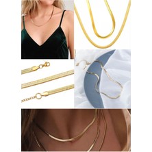 Munico Punk Düz Bıçak Yılan Bağlantı Zinciri Choker Kolye Altın Gümüş Renk Paslanmaz Çelik Boyun Zincir