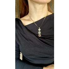 Initium Premium Paslanmaz Stainless Steel Çelik 14K Renkli Taşlı Tasarım Kolye