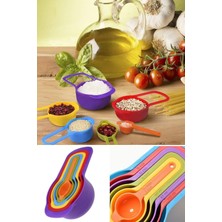 Munico Bardakları Kaşık Kupası Pişirme Gereç Seti Seti Araçları Renkli 5 Adet Mutfak Aletleri Ölçüm Kaşık