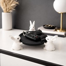 Mynivora Tavşanlı Dekoratif Mini Anahtarlık & Takı Tabağı – Masa Üstü Organizer