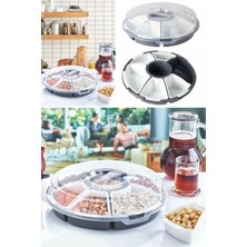 Munico Kapaklı 6'lı Çerez ve Kahvaltı Saklama Tabağı Plastik Piknik Mangal Kullanışlı Şeffaf Lilyum Seti