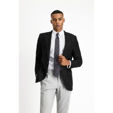 Kiğılı 7 Drop Slim Fit Dar Kesim Desenli Yünlü İtalyan Ceket