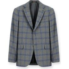 Abdullah Kiğılı 6 Drop Regular Fit Standart Kesim Yünlü Ekose Italyan Ceket