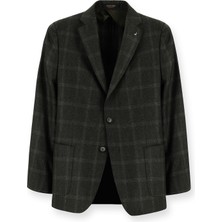 Abdullah Kiğılı 6 Drop Regular Fit Standart Kesim Ekose Yünlü Ceket