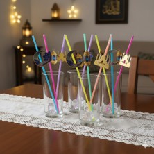 Parti Dükkanım Ramazan Figürlü Artistik Pipet Mavi 10 Adet - Ramazan İçecek Sunum Pipeti