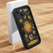 Ucuc iPhone 15 Uyumlu Silikon Malzeme Darbeye Dayanıklı Siyah Renkli Kılıf Trend Desenleri