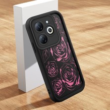 Ucuc Infinix Smart 8/smart 8 Pro Uyumlu Silikon Malzeme Darbeye Dayanıklı Siyah Renkli Kılıf Kelebek Gül Deseni