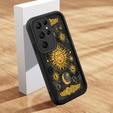 Ucuc Samsung Galaxy S22 Ultra Uyumlu Silikon Malzeme Darbeye Dayanıklı Siyah Renkli Kılıf Trend Desenleri