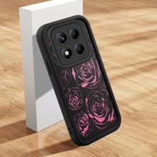 Ucuc Xiaomi Redmi Note 14 Pro 4g Uyumlu Silikon Malzeme Darbeye Dayanıklı Siyah Renkli Kılıf Kelebek Gül Deseni