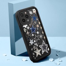 Ucuc iPhone 16 Pro Max Uyumlu Silikon Malzeme Darbeye Dayanıklı Siyah Renkli Kılıf Beşgen Yıldız