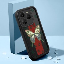 Ucuc Tecno Spark 20 Pro Uyumlu Silikon Malzeme Darbeye Dayanıklı Siyah Renkli Kılıf Kelebek Gül Deseni