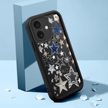 Ucuc iPhone 16 Uyumlu Silikon Malzeme Darbeye Dayanıklı Siyah Renkli Kılıf Beşgen Yıldız