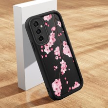 Ucuc Samsung Galaxy M13 4g Uyumlu Silikon Malzeme Darbeye Dayanıklı Siyah Renkli Kılıf Çiçek Deseni