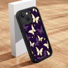 Ucuc iPhone 15 Plus Uyumlu Silikon Malzeme Darbeye Dayanıklı Siyah Renkli Kılıf Kelebek Deseni