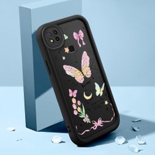 Ucuc Xiaomi Redmi 9C/10A Uyumlu Silikon Malzeme Darbeye Dayanıklı Siyah Renkli Kılıf Kelebek Deseni