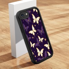 Ucuc iPhone 7/8/se 2020 2022 Uyumlu Silikon Malzeme Darbeye Dayanıklı Siyah Renkli Kılıf Kelebek Deseni